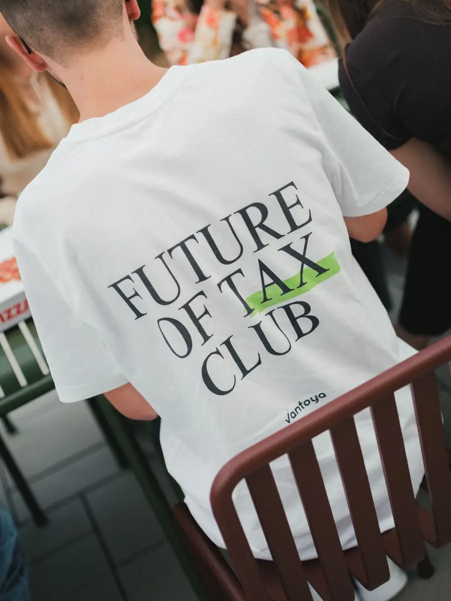 A T-shirt printed with Future of Tax Club