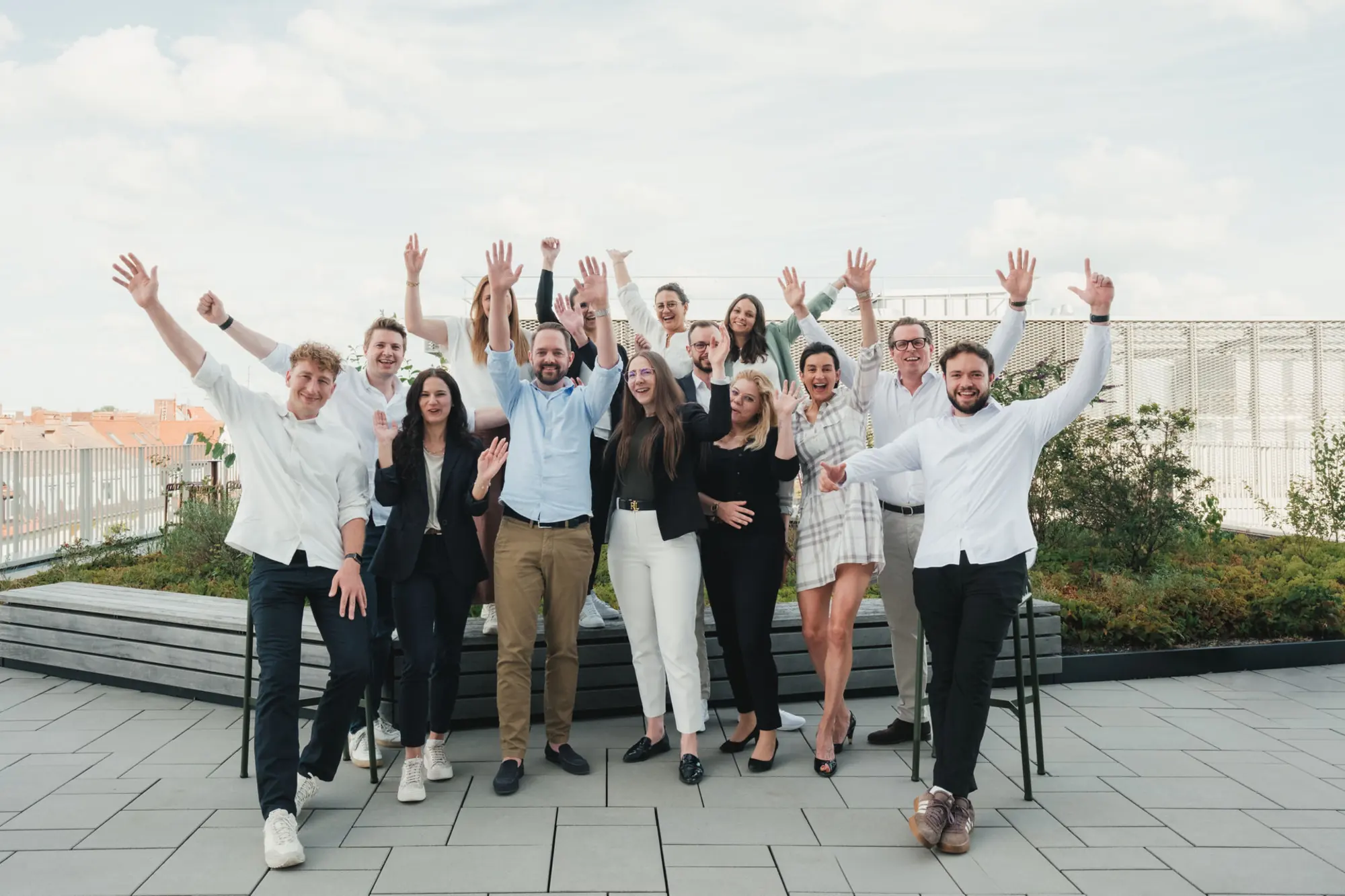 The Vantoya team on the rooftop terrace in Munich